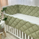 Protectie laterata patut bebe din 4 piese olive (3)